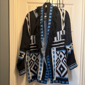H&M Black and Blue Patterned Cardigan